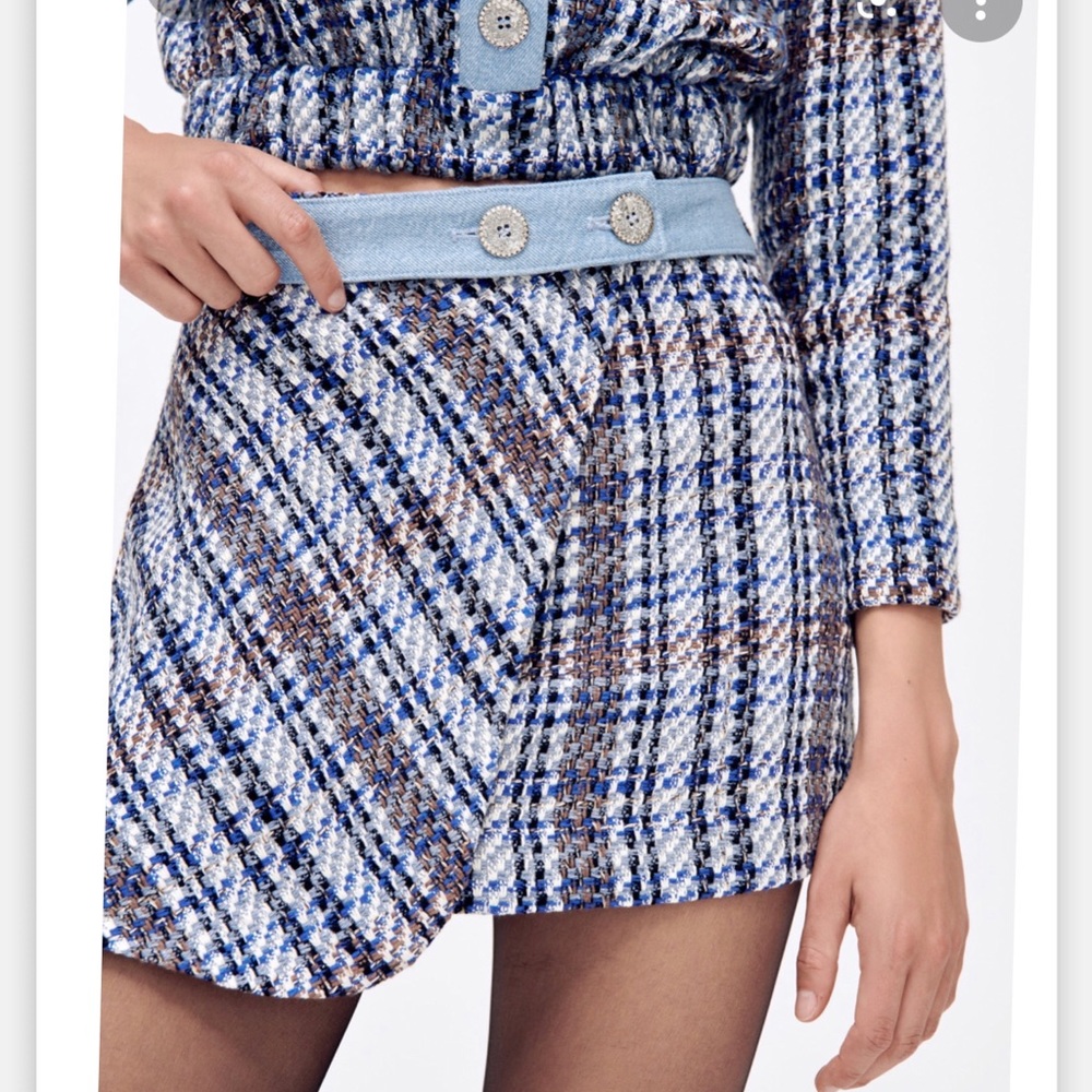 Zara textured denim skirt